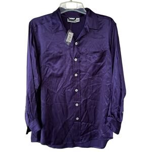 NEW! Chico’s SILK Men’s size M women’s XL Purple buttondown shirt long sleeves